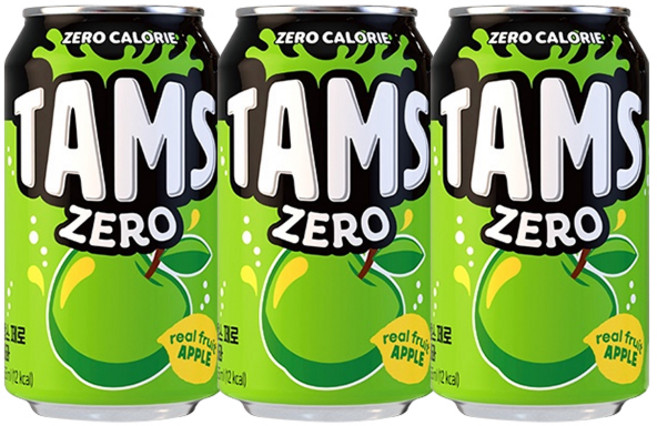 롯데칠성 탐스 제로 사과, 355ml, 3개