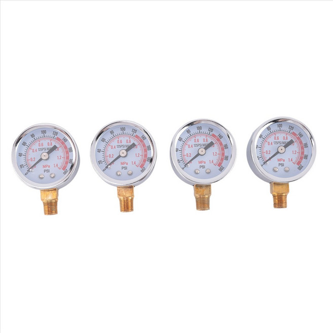 4PCS 0-200 PSI 공기 압력 게이지 1/8 인트 NPT 연결 에어 게이지 하단 마운트 1.57 인치 공기 압축기 게이지, 은