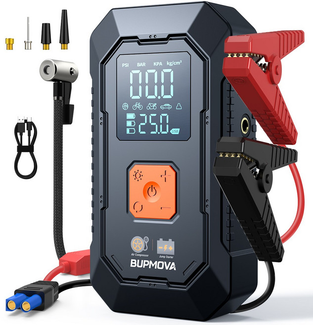 BUPMOVA 3000A 차량용 긴급시동 대용량 보조배터리 점프스타터 에어펌프 12V, 1개, 12400mAh