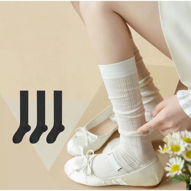 메쉬 반스타킹 여름 롱 무릎양말 시스루 레이스 잔골지 니삭스