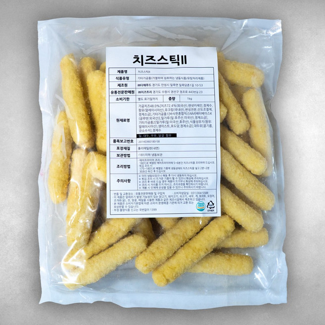 치즈트리 치즈스틱 1kg 1개 냉동 모짤레라 통치즈 스틱 치즈, 4개
