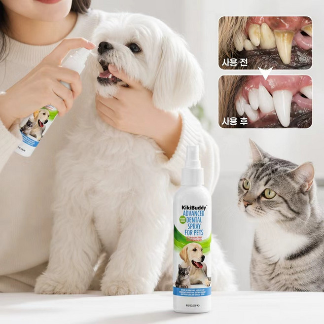 GBED 미국기술 강아지 고양이 뿌리는 치약 구강청결제 구취 치석제거 잇몸케어, 1개, 240ml