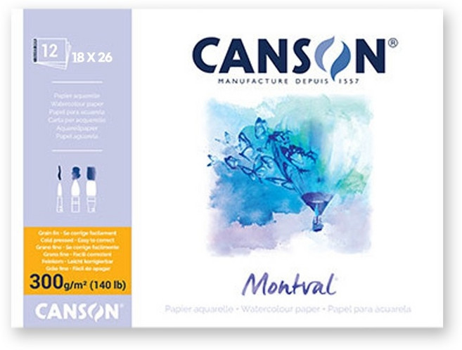 캔숀 몽발 패드 1면 제본 전문가용 스케치북, 18 x 26cm, 12매, 3개