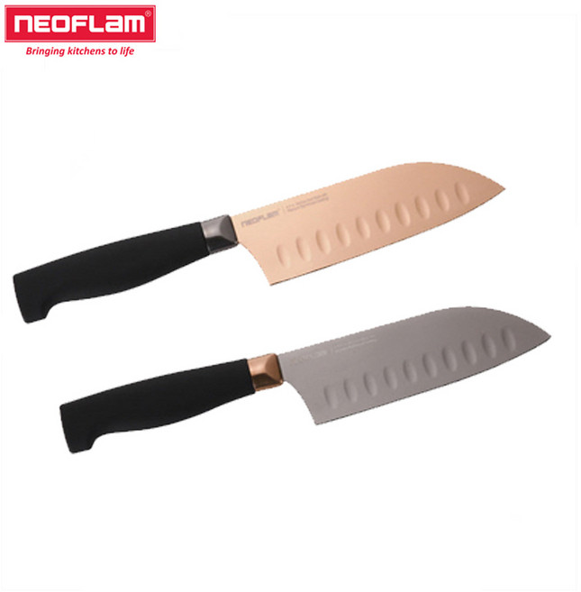 네오플램 향균 티타늄코팅 주방칼 식도 산토쿠(S)5", 블랙