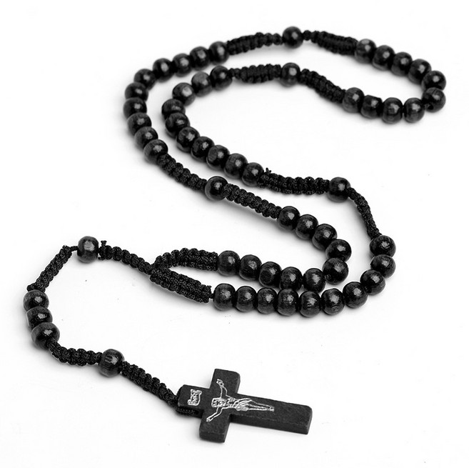 셀레르 핸드메이드 5단묵주 가톨릭 천주교 성물, 1개, 블랙