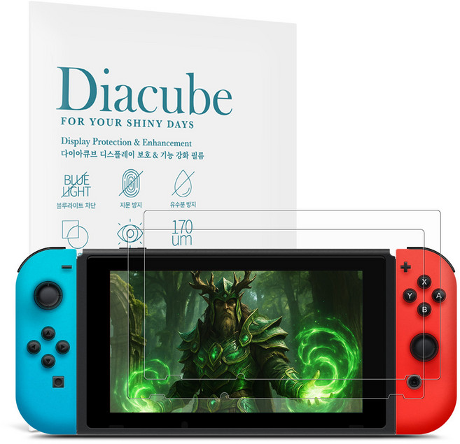 다이아큐브 닌텐도 스위치 프리미엄 고화질 저반사 AR 액정보호필름 2P 간편부착, 2개, 투명, 닌텐도스위치 프리미엄AR필름