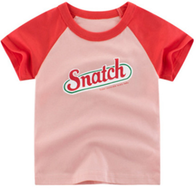 더메르시 Snatch 레드 배색 여아 반팔 여름 티셔츠