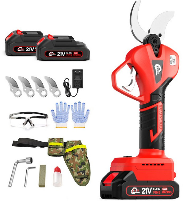 YUON 전기 전동 충전 전지가위 21V 풀세트 40mm 충전식 정전 고지 나무 가지치기, 1개