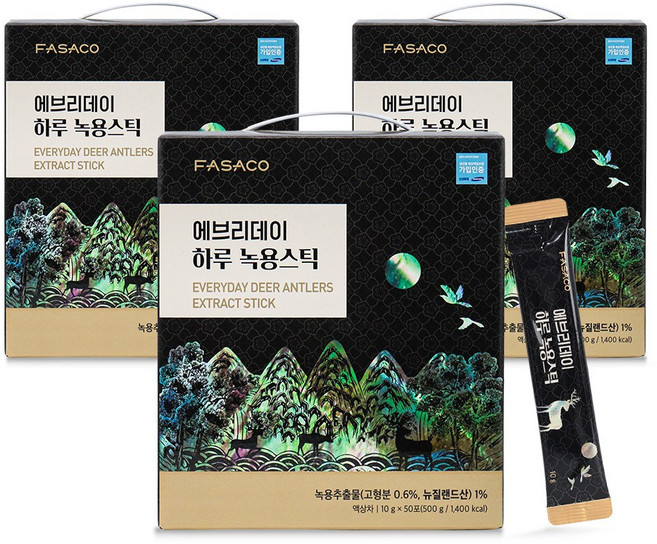 뉴질랜드산 프리미엄 녹용 홍삼 진생베리 스틱, 3개, 500g