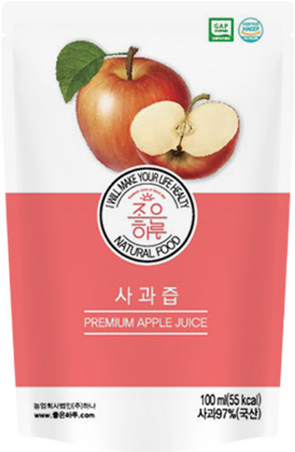 좋은하루식품 밀양 얼음골 사과즙 100ml x 50개입, 100개