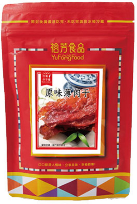 裕芳食品 原味薄肉乾 80g 酥脆口感 嚴選豬後腿肉 獨立包裝, 1個