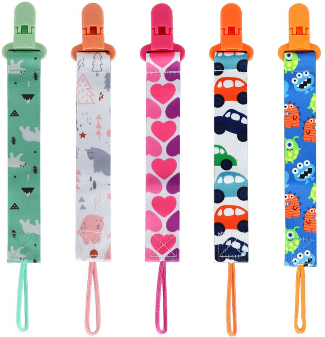 BUZOO 젖꼭지 걸이끈 장난감 집게 걸이끈, 5개, 스타일C