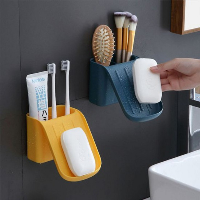 HND 듀얼 칫솔꽂이 비누거치대, 선택:화이트, 선택:화이트