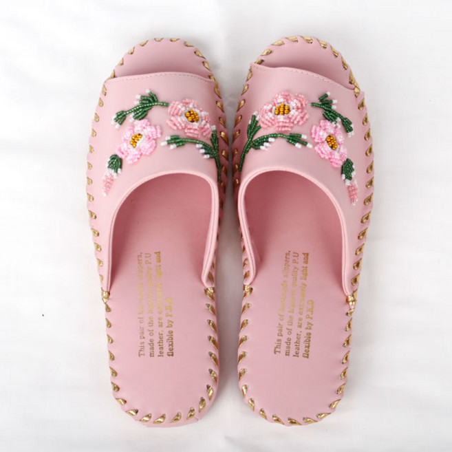 거실화 구슬봉합 여성 가죽실내슬리퍼 8color, 6.라이트핑크, 1개