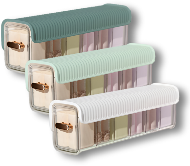 닉스리빙 무타공 벽걸이 슬라이딩 양말 속옷 틈새 수납함 옷장 공간활용, 3개, 그린+아이보리+라이트그린