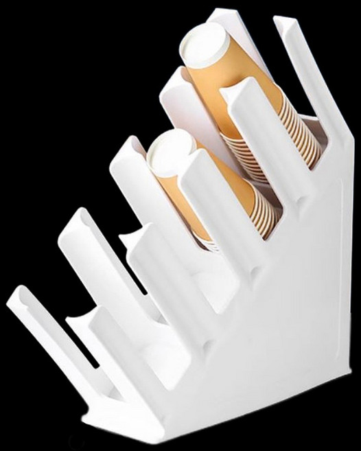 카페 탕비실 플라스틱 종이 일회용 컵 화이트 디스펜서 4구, 1개, 흰색