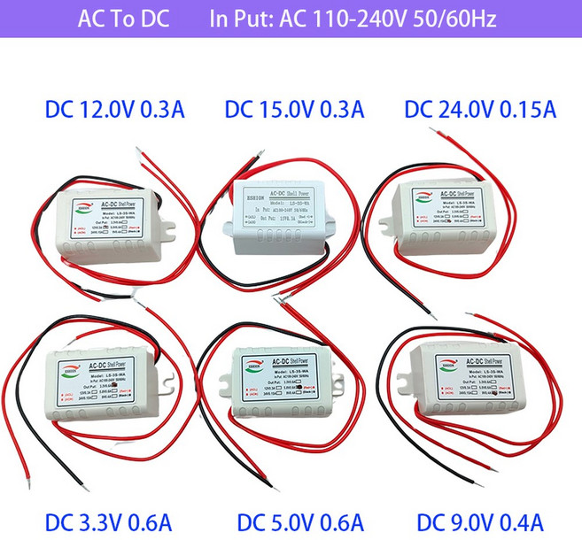 12V 다운 24V 스텝 전원 LED 5V AC110V 9V 3W 3V 공급 220V 15V 모듈 장치 230V 전압 변환기 AC 절연 안정화, 3 3V 0 6A, 1개