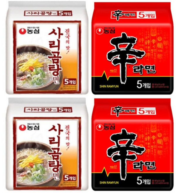 농심 사리곰탕면 110g 10개 + 신라면 120g 10개, 20개