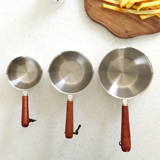 미니 소스팬 스텐 우드핸들 인덕션 밀크팬, 소 150ml, 1개