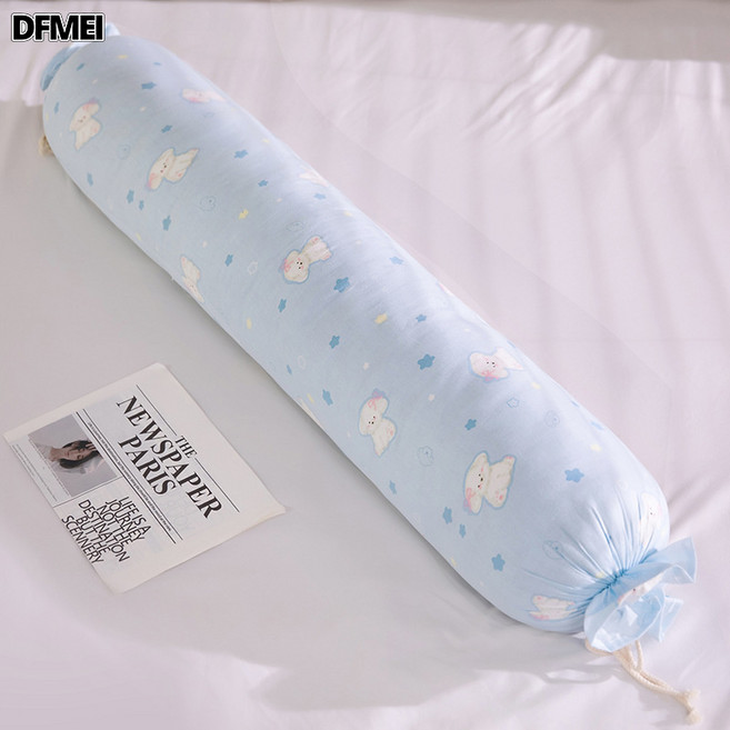 DFMEI A類大抱枕純棉糖果圓柱枕頭夏季睡覺側睡夾腿抱枕長條枕女可拆洗, 星星小狗-藍色