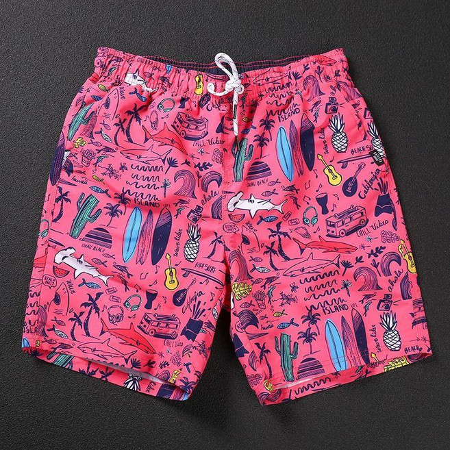 沙灘褲男夏季速幹潮牌沙灘短褲海邊度假寬鬆游泳褲印花大褲衩