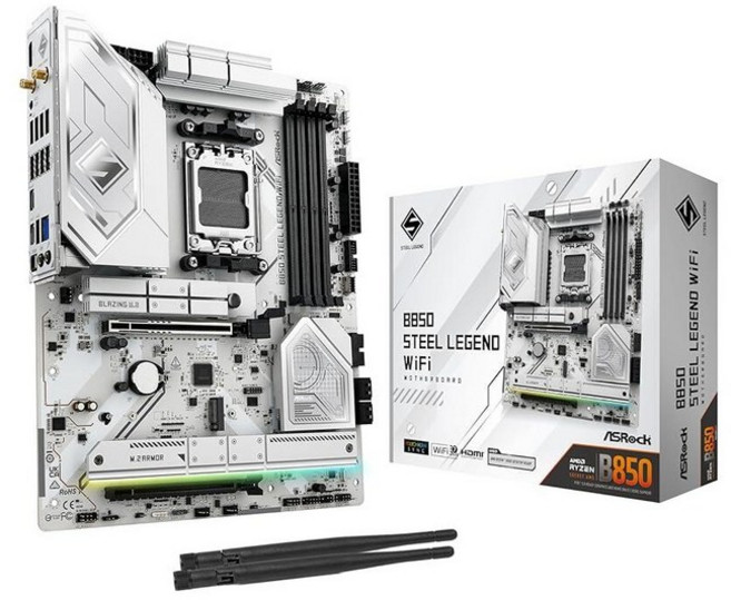 ASRock AMD B850i 라이트닝 Wi-Fi 6E 소켓 AM5 Ryzen 9000/8000/7000 시리즈 DDR5 8200+ (OC) MHz 128GB 미니 ITX 마더, 스틸 레전드 Wi-Fi, ATX