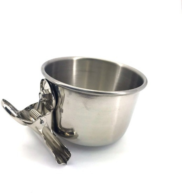 집게 스텐 앵무새 모이통 소형 1구 국내산 모란 사랑 코뉴어 유리, 1개