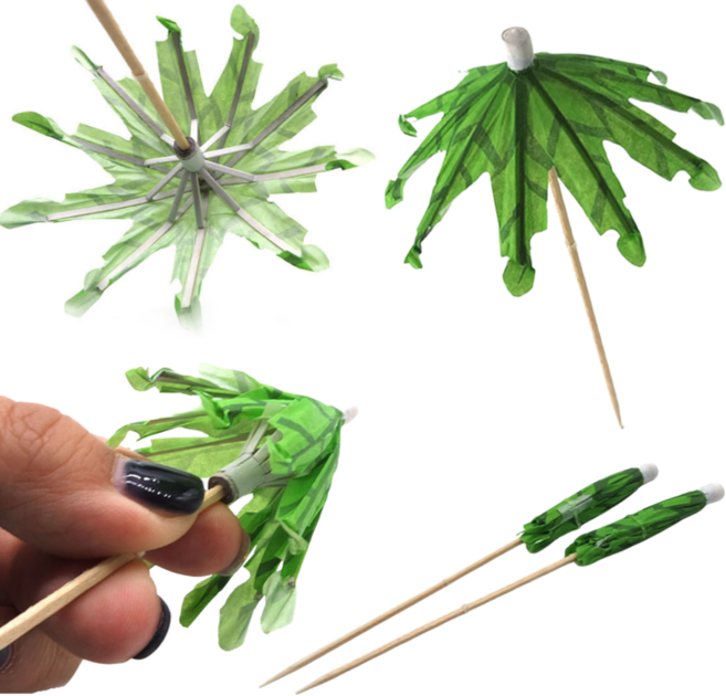 힘찬쇼핑_ 모히또 에서 몰디브 한잔하고 싶은 칵테일 장식 이쑤시개-푸른잎, 1개, 1개