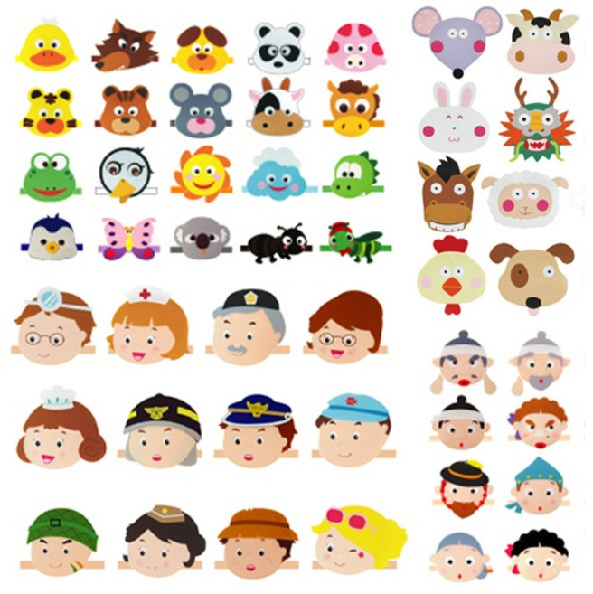 MK 역할놀이 머리띠 동물가면 명작동화 전래동화 직업머리띠, 5.역할놀이머리띠A세트20종, 1개