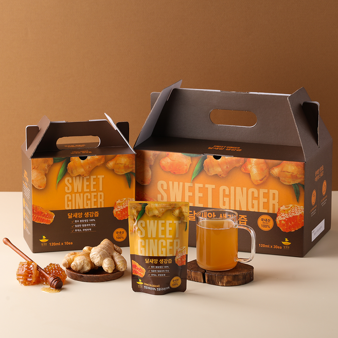 [서울5성급호텔납품생강차] 달새앙 생강즙 120ml x10팩 봉동생강 명절선물 생강청 다이어트음식 음료수, 10개
