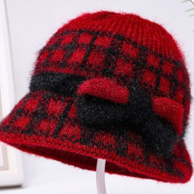 메이빈 우아한리본 겨울 방한모자 시니어 따뜻한 기모안감 가벼운착용감