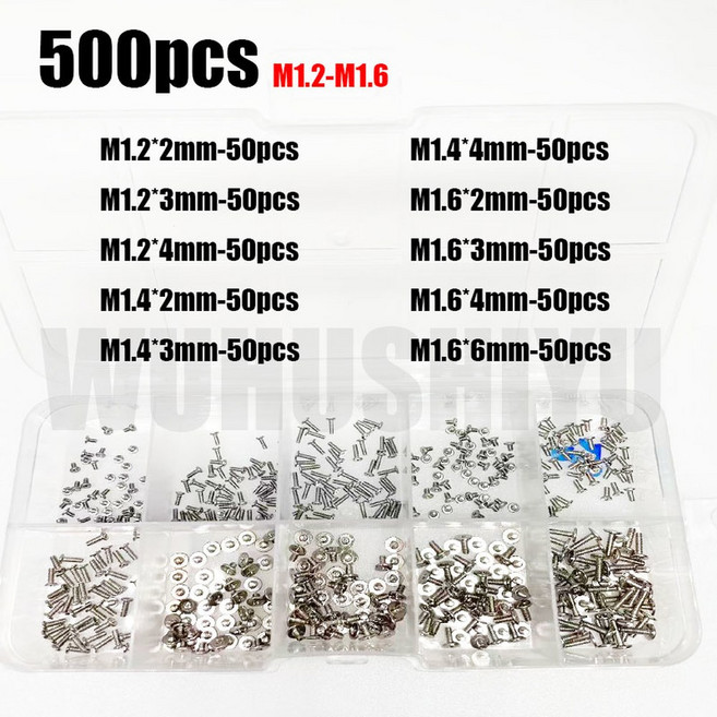 500 750개 M1 노트북 M2 세트 안경 웨이퍼 M3 얇은 미니 나사 휴대폰 플랫 볼트, 500PCS M1 2 M1 6