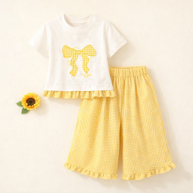 [하랑이네] 여아 스윗 체크 리본세트 100-140 키즈 주니어