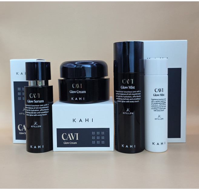 캐비 글로우 3종세트 미스트본품50ml+리필50ml 세럼50ml 크림50g