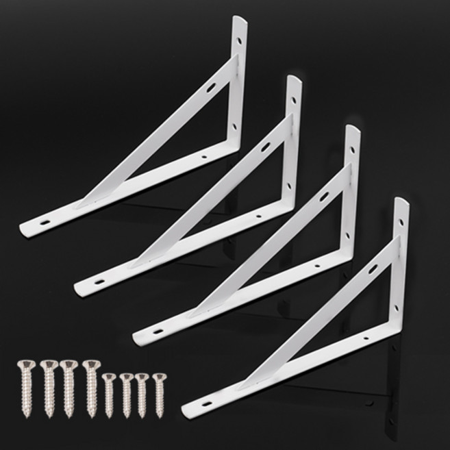 철물파크 트러스 선반받침대 선반대 보강대 지지대 고정받침대 까치발 꺽쇠, B-03 250x150mm(화이트4개입), 4개