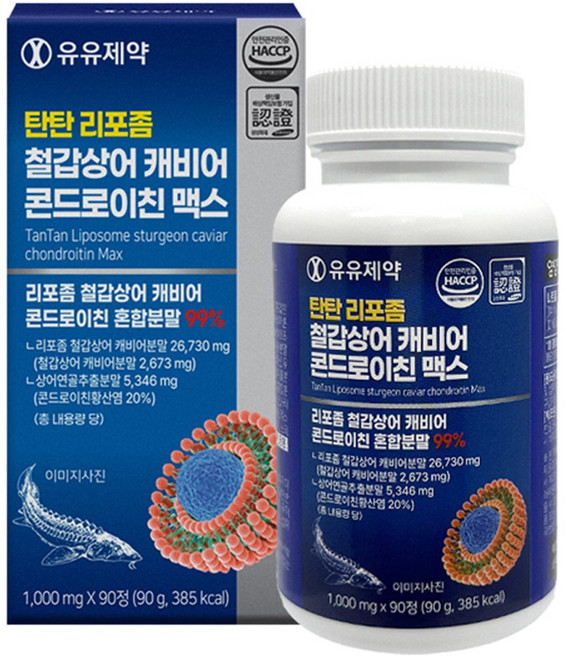 유유제약 탄탄 리포좀 철갑상어 콘드로이친 캐비어 맥스, 1개, 90정