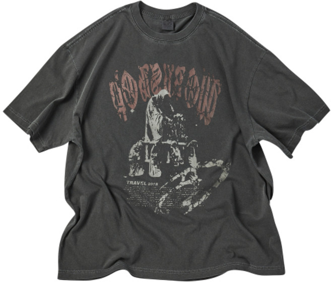 TRAVEL 디스페어 피그먼트 반팔티 블랙 차콜