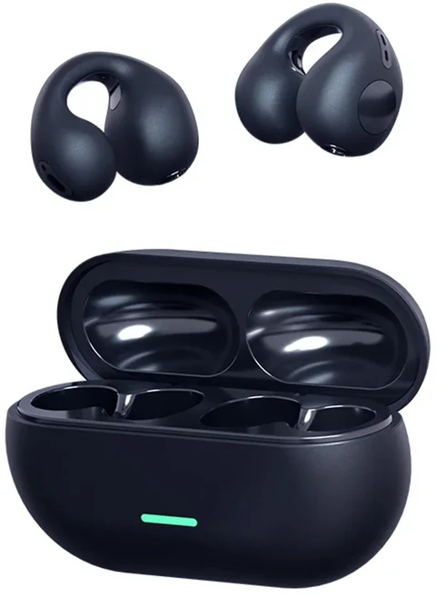 T75 스포츠 골전도 블루투스 5.3 이어폰 HiFi 사운드 무선 헤드폰 이어 클립 방수 오픈 이어 헤드셋 귀걸이, 02 Black
