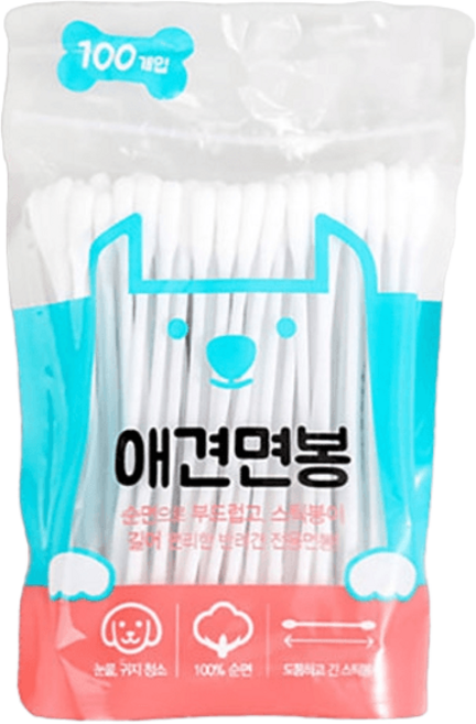 펫 애견 면봉 100개입, 1세트