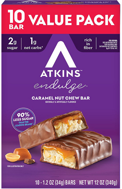 ATKINS Indulge 焦糖堅果咀嚼棒 10入, 1個, 340g