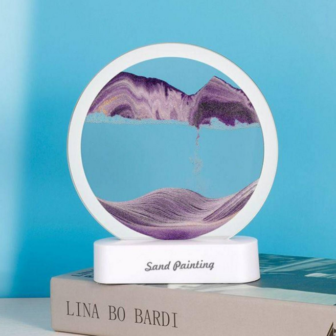 3D 침실 테이블 야간조명 액체 모래시계, 블루