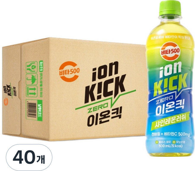 비타500 이온킥 제로 샤인레몬 러쉬, 500ml, 40개