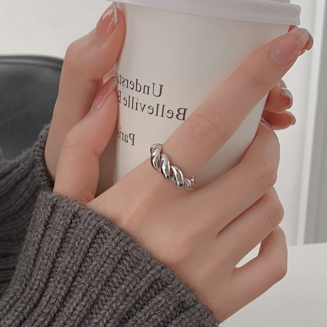 은시엘 실버925 알러지 변색없는 물결 트위스트 반지 오픈링