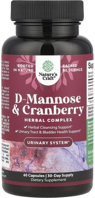 Nature's Craft D-만노스 & 크랜베리 캡슐 60정, NaturesCraftD만노스크랜베리캡슐60정, 1개 - 쿠팡