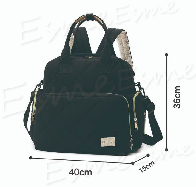 DUOHUI 多功能大容量防水後背包, 媽媽包—黑色, 黑色