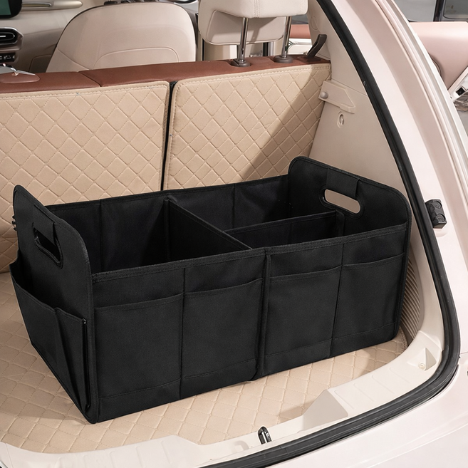 아유라인 접이식 대용량 트렁크 정리함 방수 자동차 수납함, 블랙