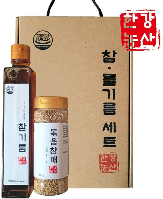 한강농산 참기름2종선물세트SO2SOS 답례품결혼 byd+6650Ey, 200ml