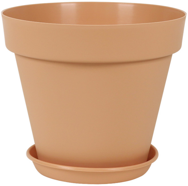 화분월드 베이직 플라스틱 토분 화분 + 받침, 샌디브라운, 1개