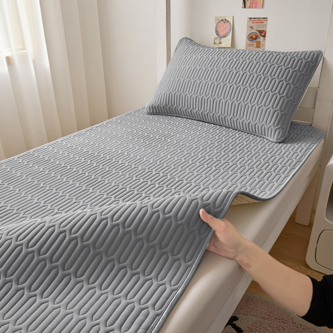 DANGZ 쿨매트 라텍스 침대 패드 싱글침대 매트 베개커버 세트, 그레이