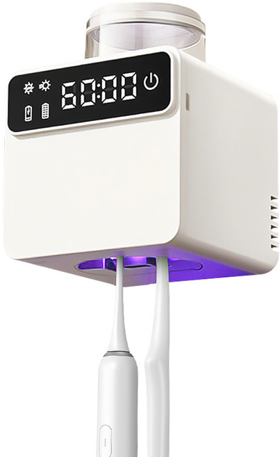 CozyTemp UV 칫솔 살균기 2인용 무선 충전식 벽걸이형 살균 건조기, 화이트, RA-618